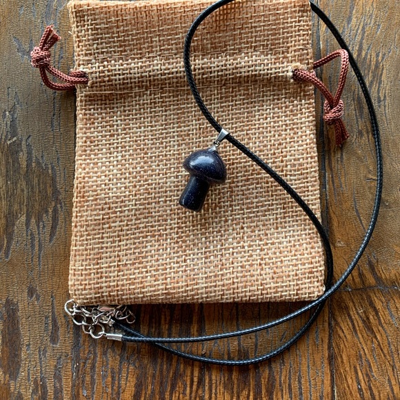 Blue Sandstone Mushroom Necklace | Crystal Mushroom Pendant | Gothic Necklace - Picture 1 of 3